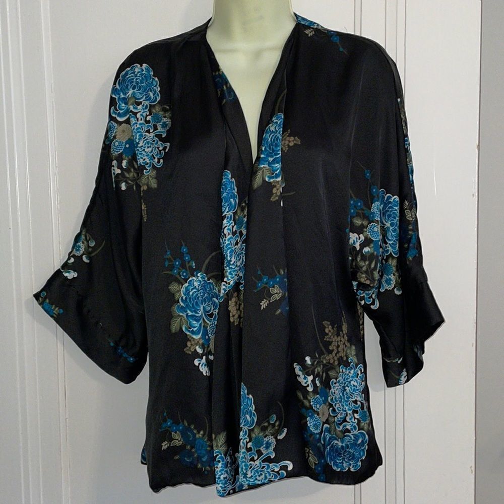 Ellison black floral short kimono jacket‎